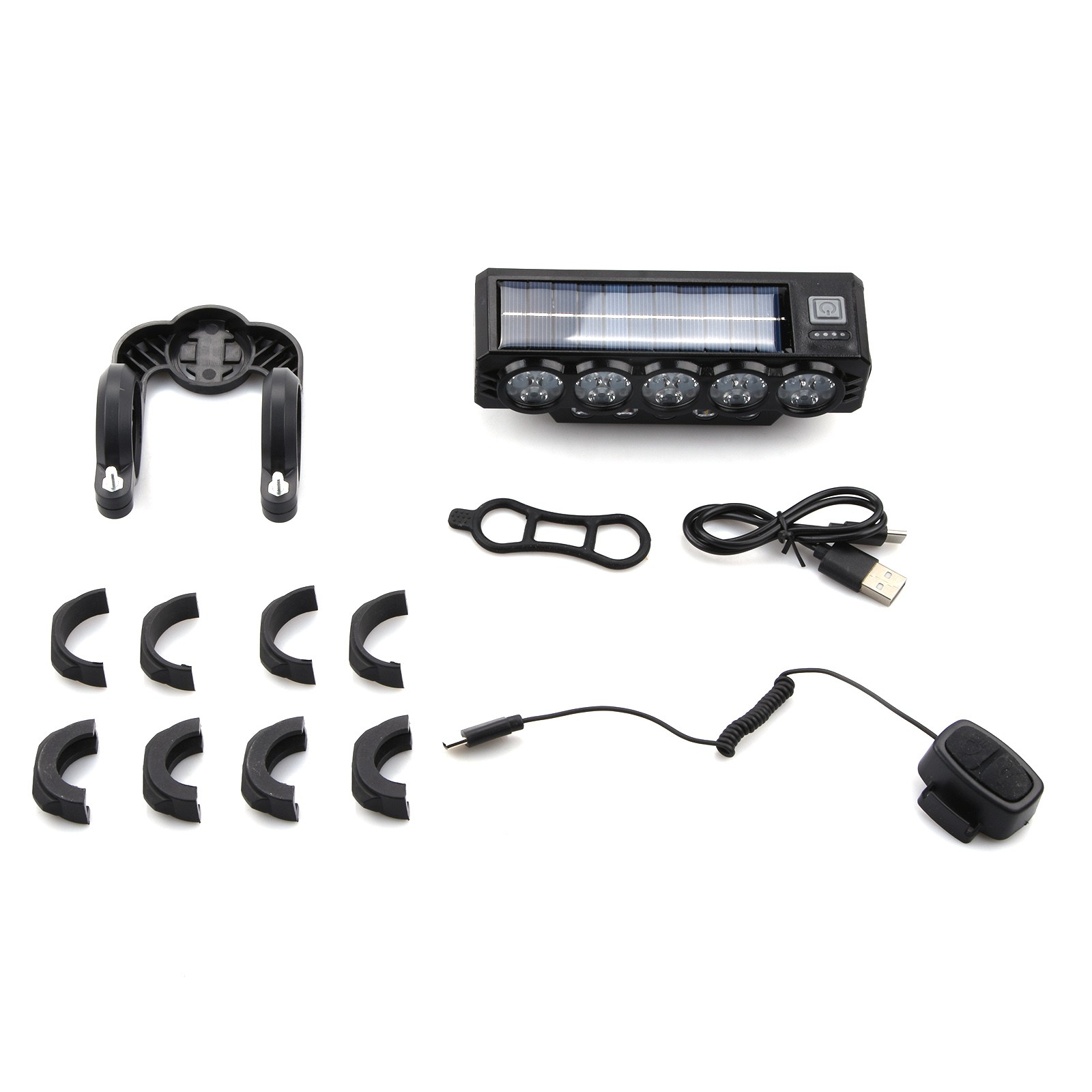 Waterproof Bike Front Headlight Solar USB Charging Bicycle Light For Adventure