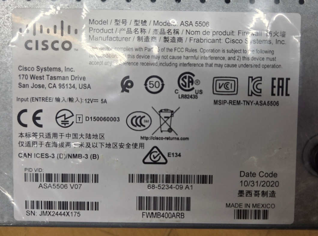 New CISCO ASA5506 Network Security Firewall