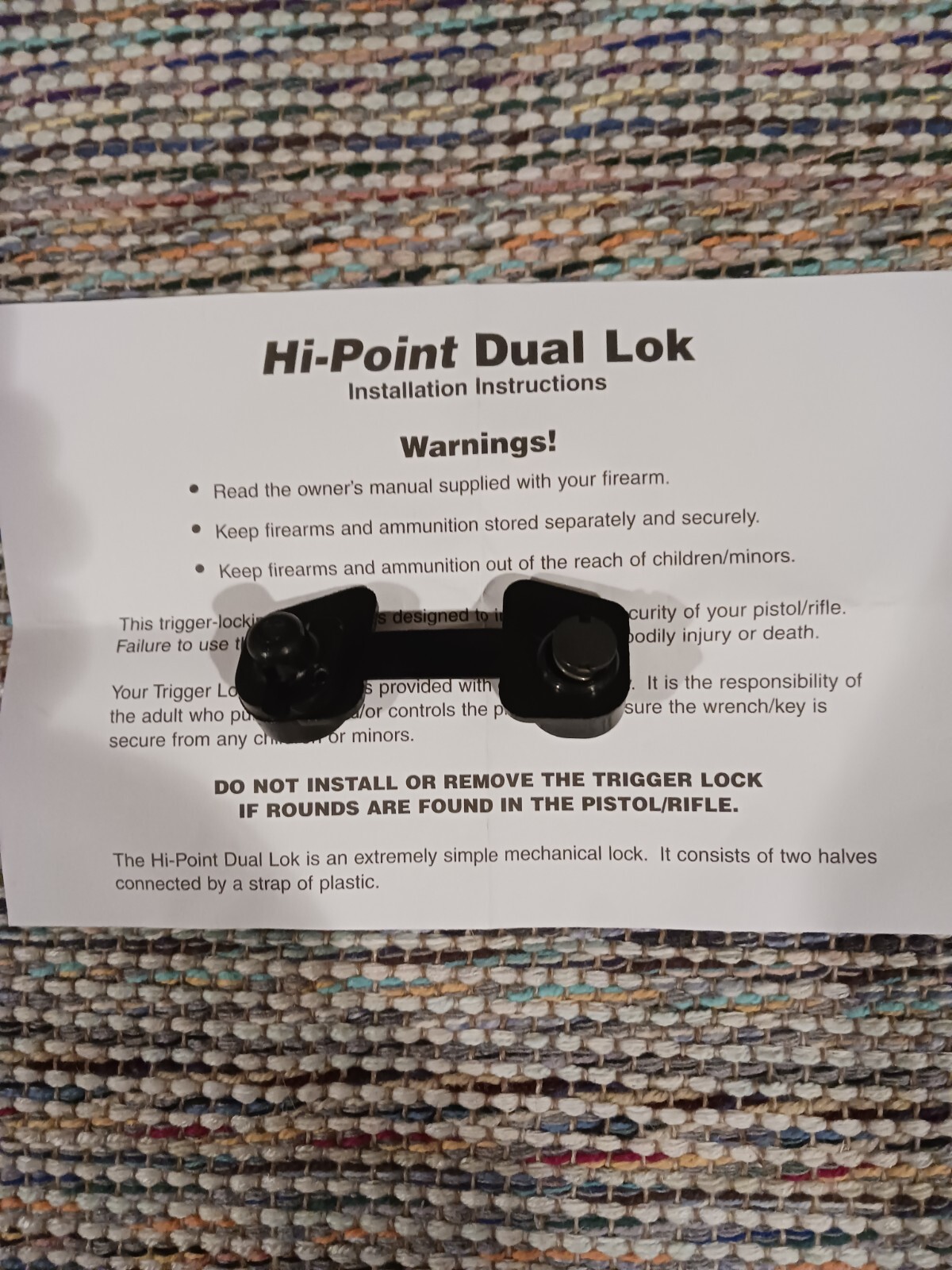 Hi-Point Dual Lok Firearms Trigger Lock, NEW Hi Point