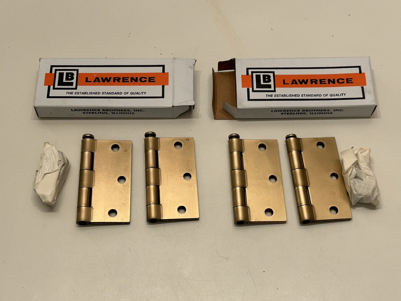 2 PAIR - VTG LB Lawrence Hinge 3 X 3 W/SCREWS - R2500S-DBZ Satin Bronze NOS
