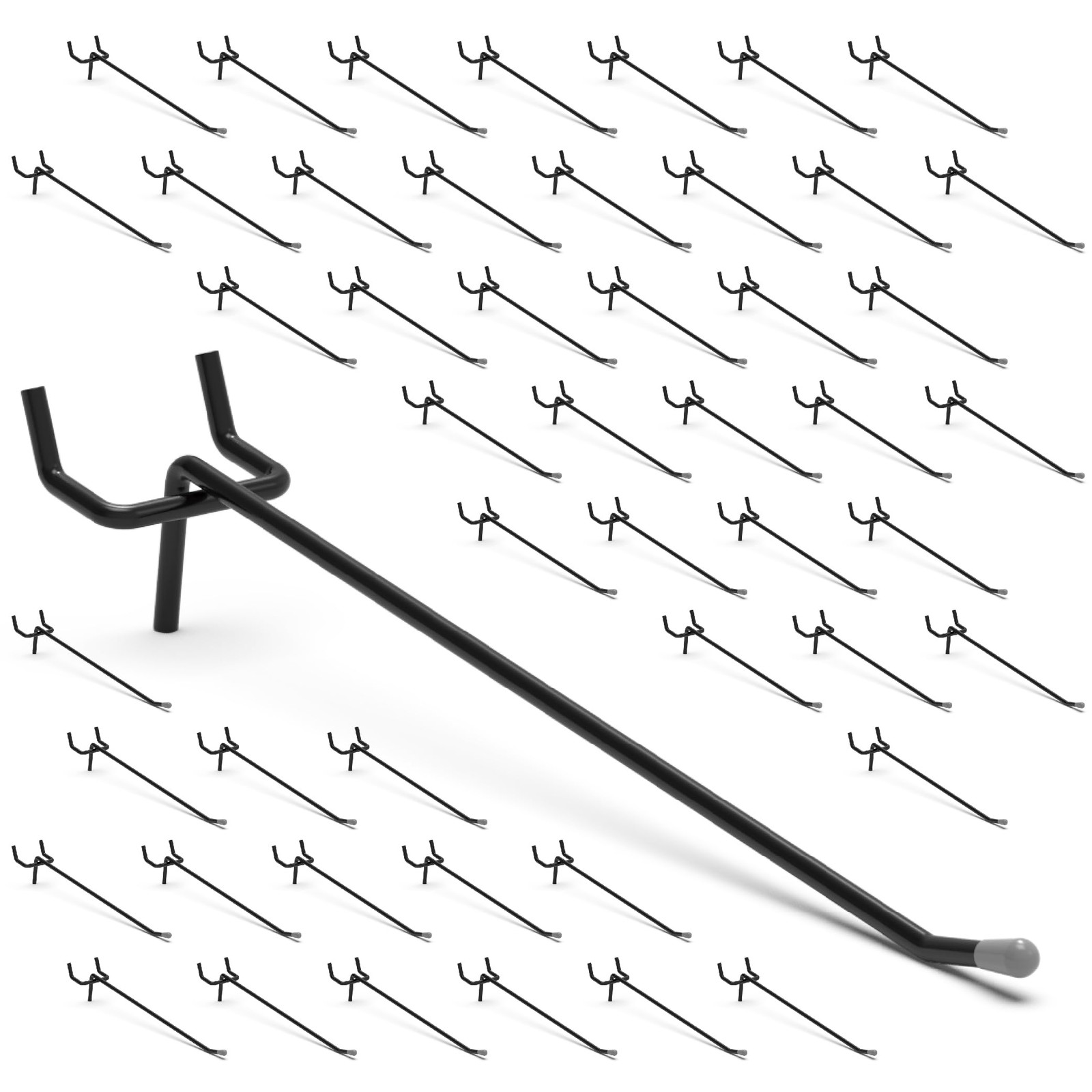 XINGNEST 50-Pack Black Pegboard Hooks 6 Inch - Fits 1/8 and 1/4 6 Inch,