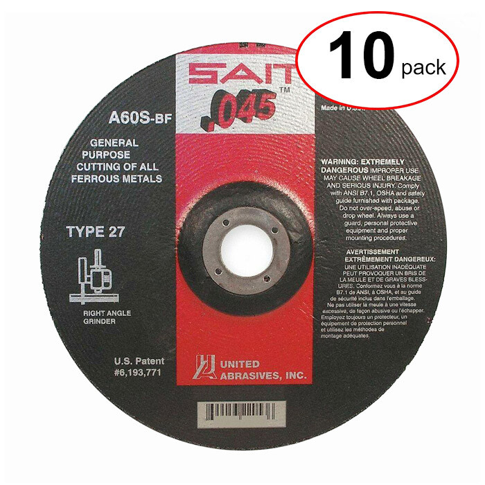 Sait 22021 - 4-1/2"X .045"X 7/8" Type 27 Cutoff Wheel -  (10Pack)