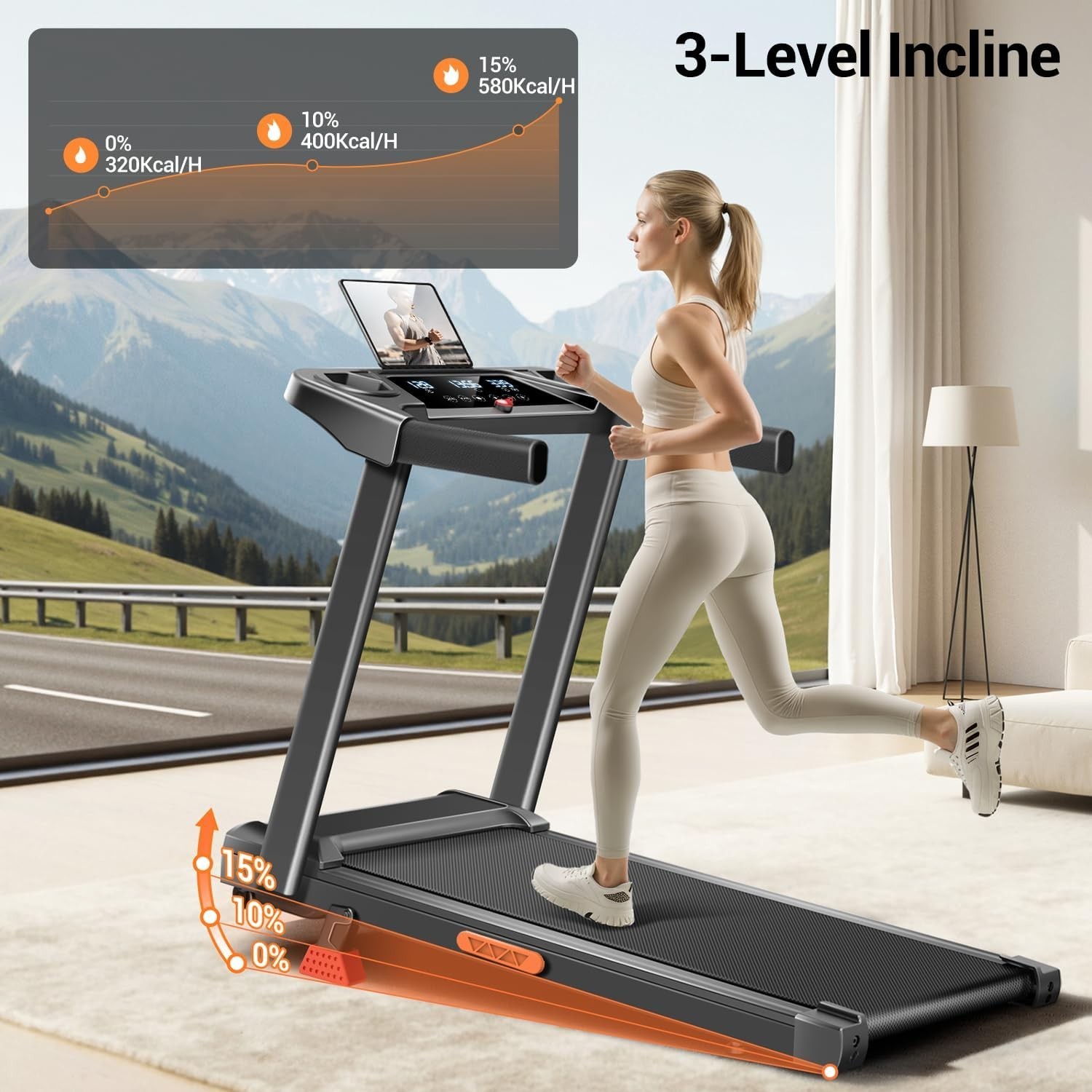 Trotadora Electrica Caminadoras Para Hacer Ejercicio Con Inclinación 14% 300 Lbs