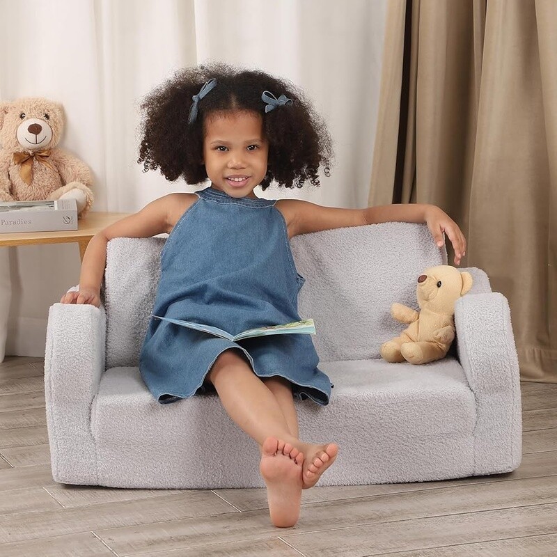 Extra Wide Toddler Chair 2-in-1 Fold Out Lounger Kids Sofa Convertible Couch New