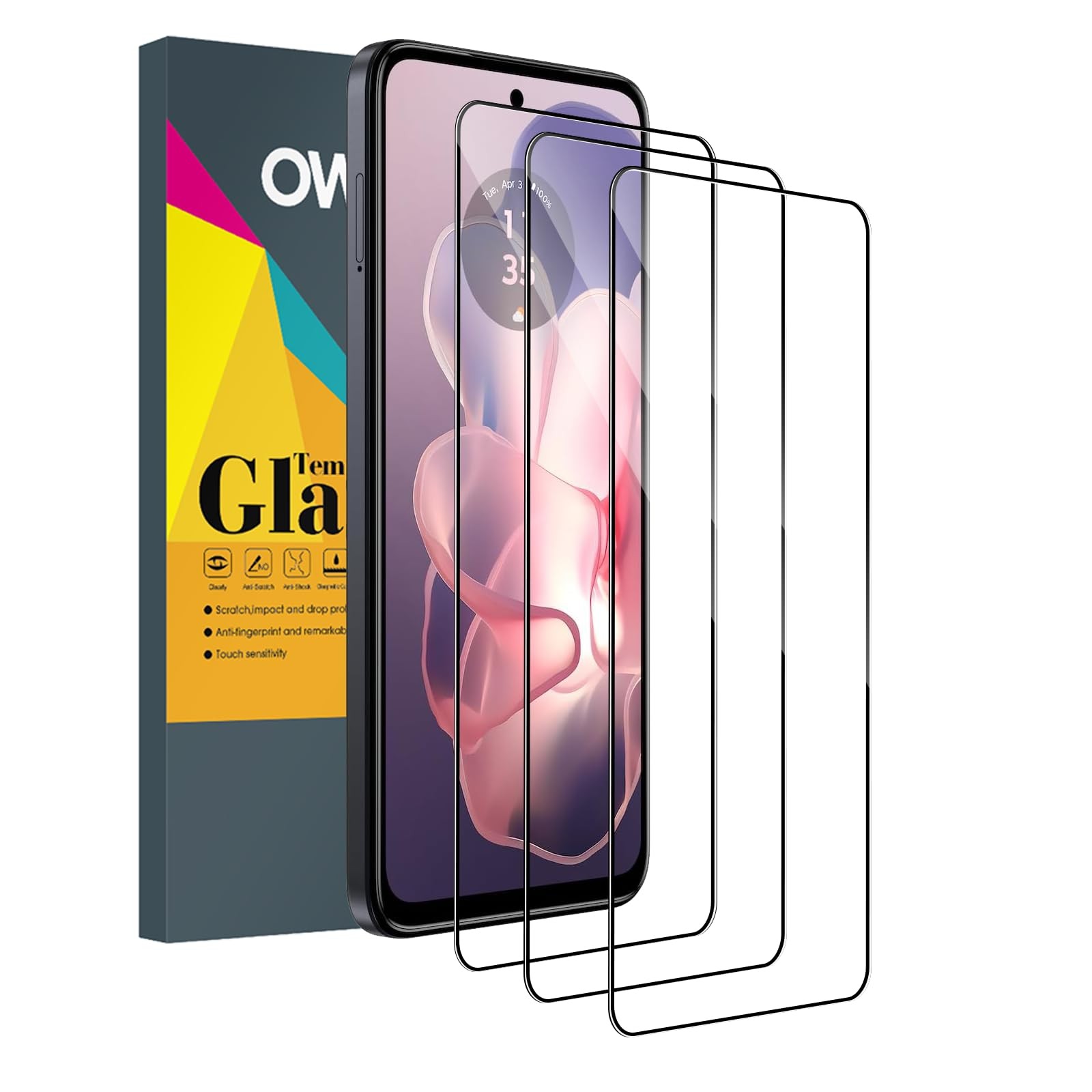 3 Pack Screen Protector for Motorola Moto G 5G 2024 Tempered Glass Film Upgra...