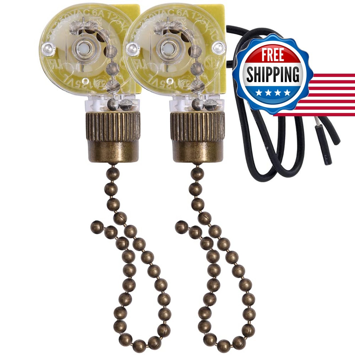 Zing Ear ZE-109 Ceiling Fan Pull Chain Switch Bronze 2 Pcs for Fans Lamps