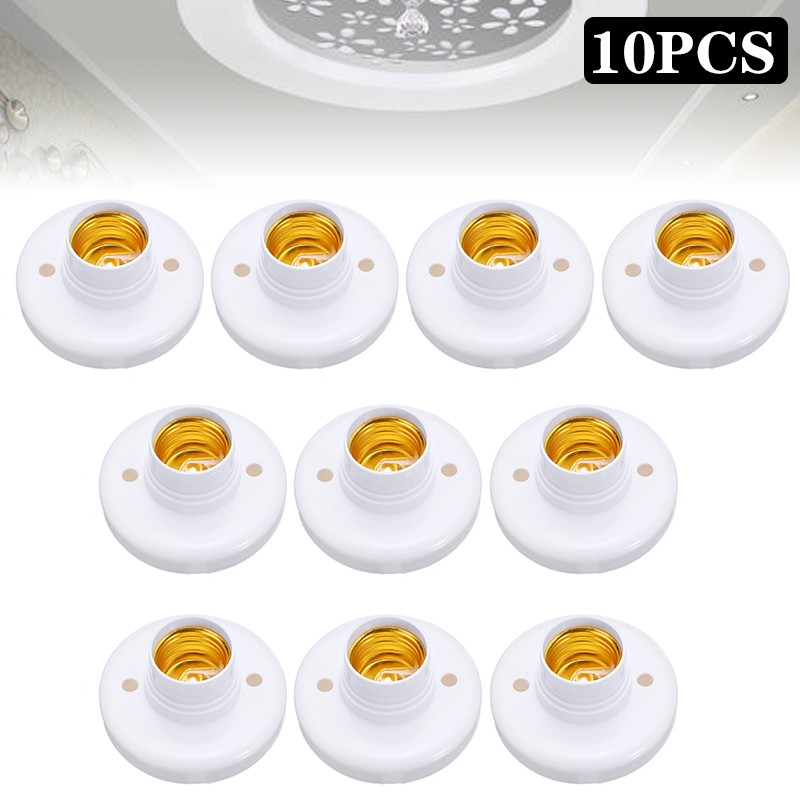 10 x E27 Light Bulb Fitting Lamp Holder Edison crew Cap Socket Round Fixing Base
