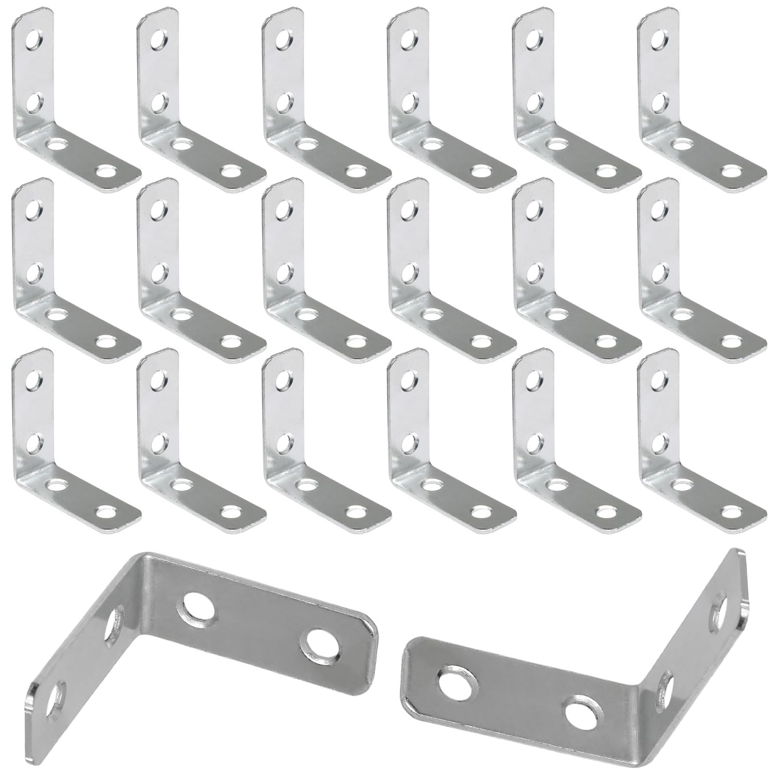 Luomorgo 20PCS L Bracket Corner Braces 1.5 Inch Zinc Plated, Plated