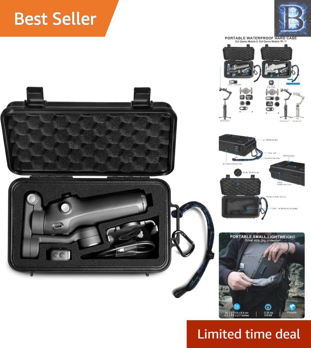 Black Hard Case for DJI Osmo Mobile - Lightweight & Travel Convenient