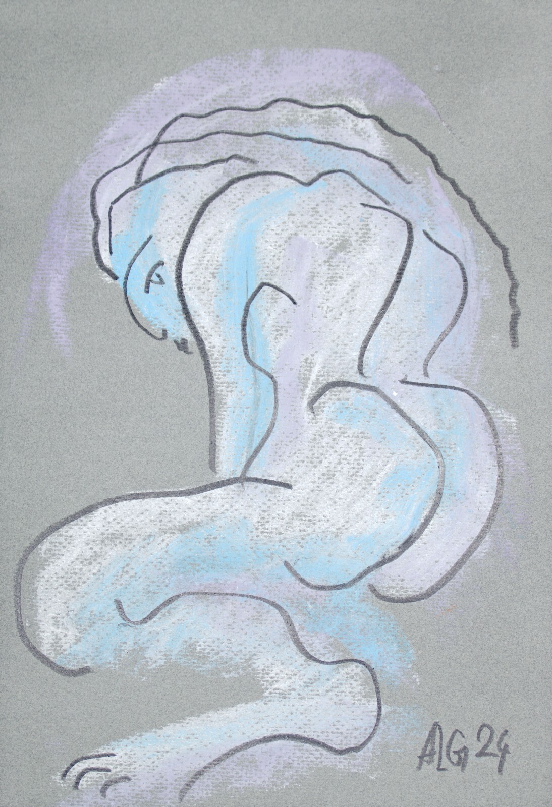 Pastel painting chalk drawing uncertain unique sig. Prof.em A. Loeschner-Gornau