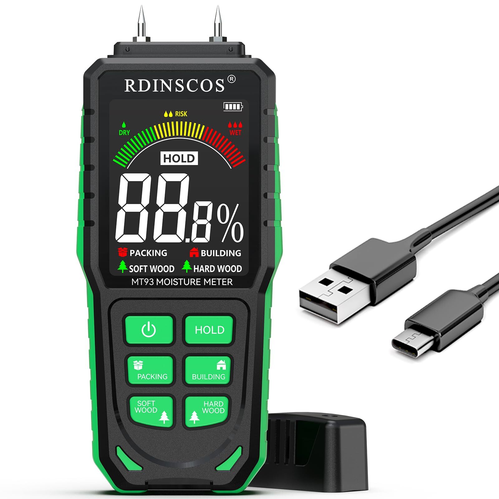 Rechargeable Wood Moisture Meter Firewood Moisture Tester Drywall Moisture De...