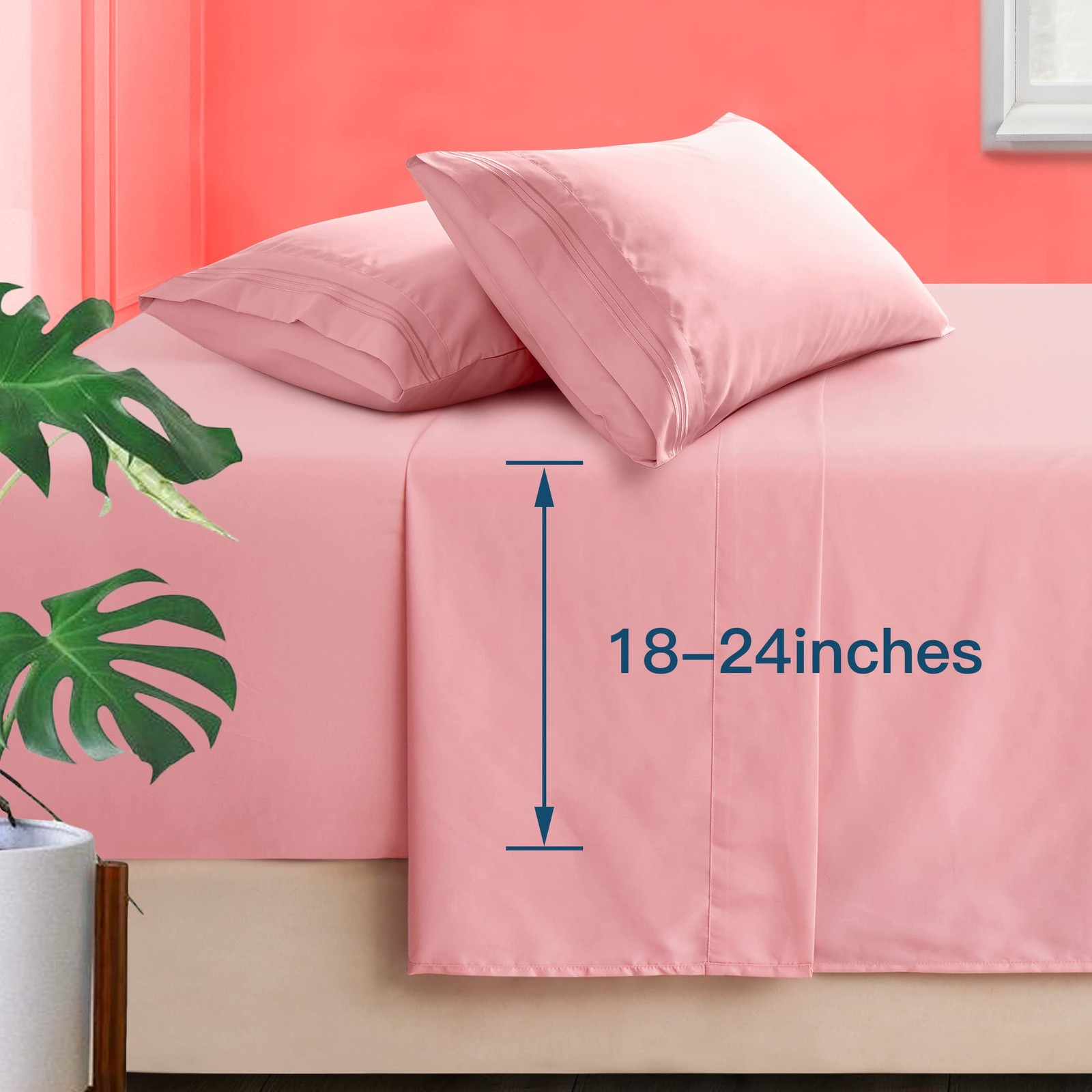Manyshofu Extra Deep Pocket King Size - 24 Inch EXTRA DEEP, Blush Pink