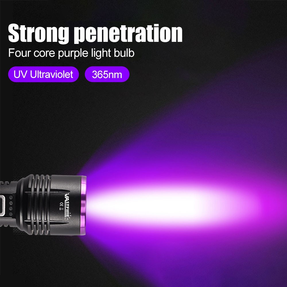 365nm UV Light Work LED Flashlight urine scorpion Detector Torch USB Charging