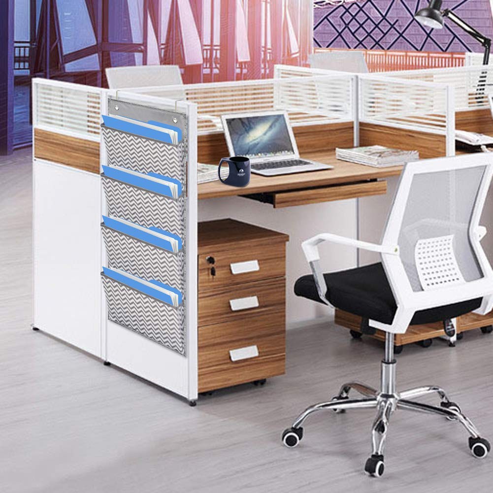 Eamay Wall Mount/Over Door File Hanging Storage 4 Pocket - Wave Pattern