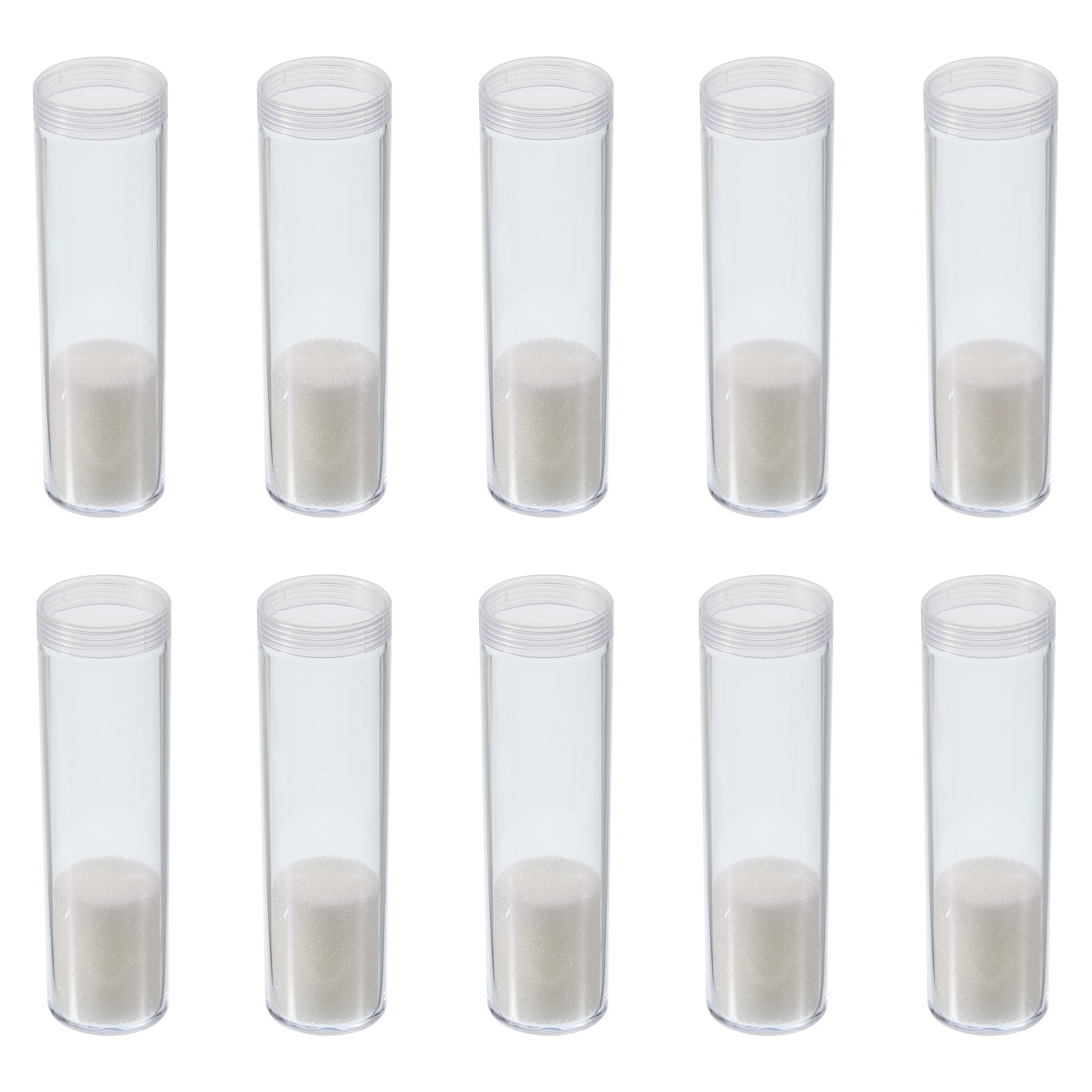 Round Coin Tubes, 10 Pack Coin Storage Tubes Coin Holders Fit 25mm, Clear