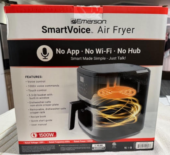 nib -Emerson SmartVoice 5.3QT 6-in-1 Air Fryer: 1000+ Voice Commands, 100+ Foods