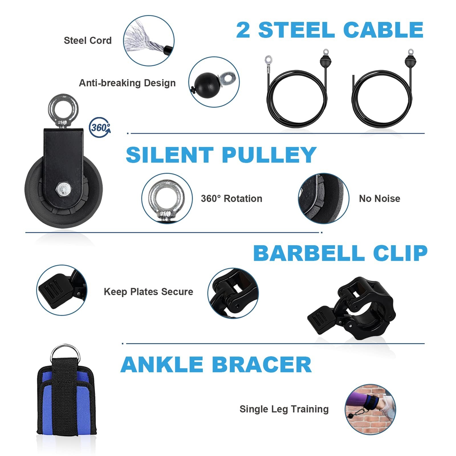 Dual Cable Pulley System for Home Gym - LAT Pull Down Machine, Triceps & Back Wo