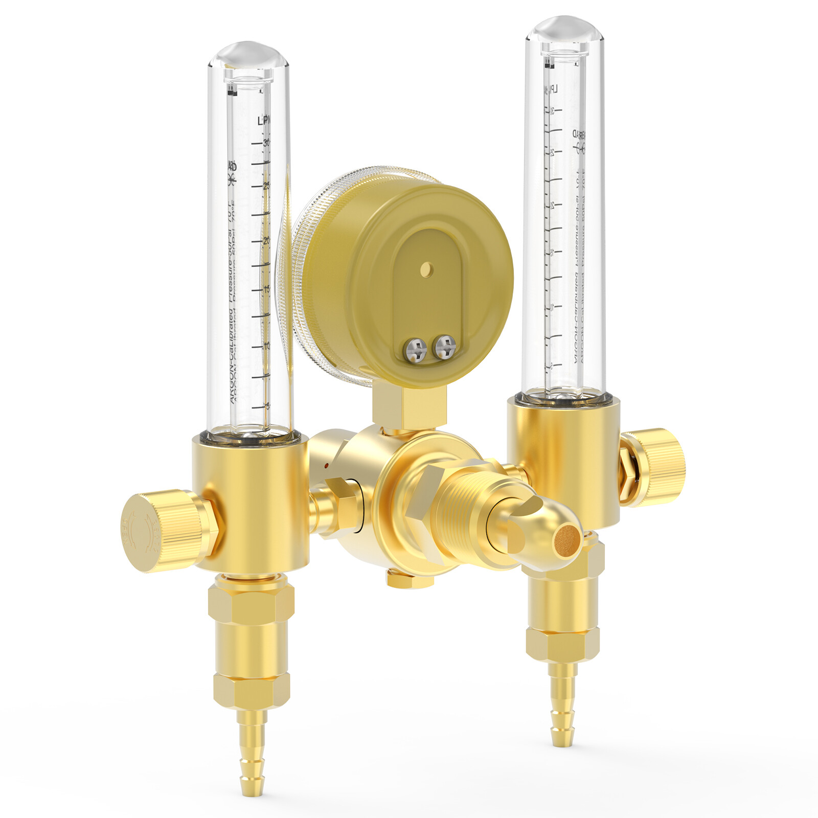 Dual Output Argon Regulator Flow Meter Mig Tig,0-4500PSI,CGA580 Inlet Connection