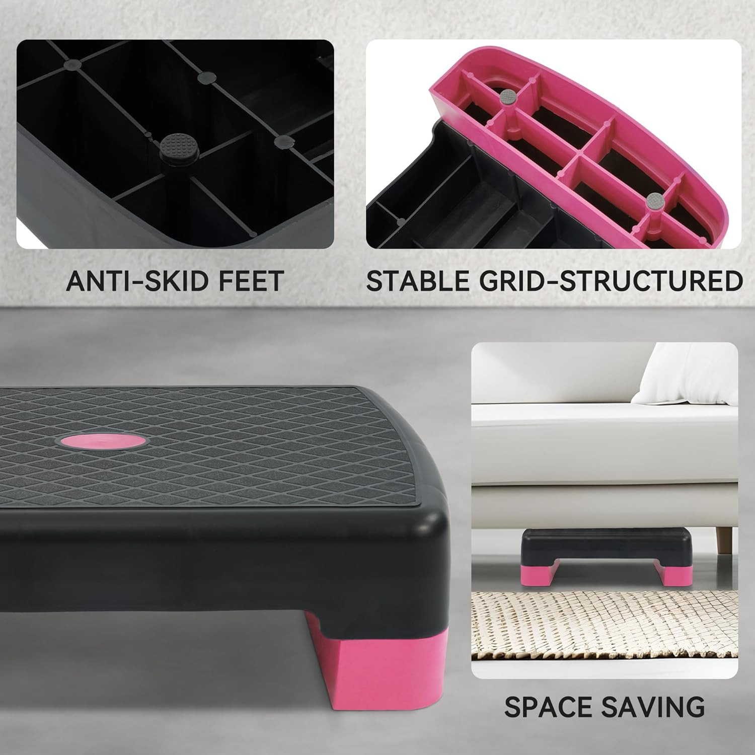 Fitvids 18" Workout Aerobic Stepper Step Platform with 2 Risers, Multiple Colors
