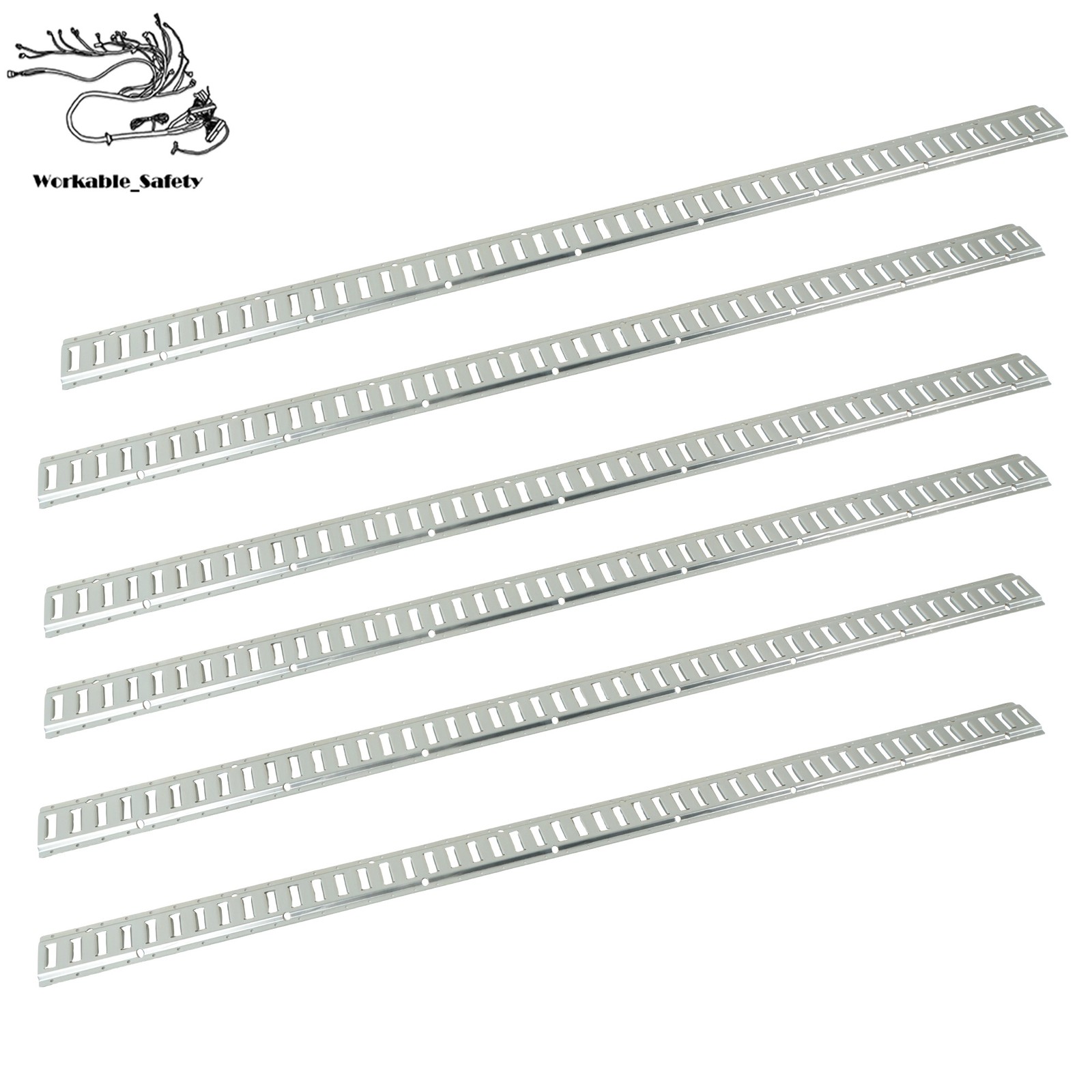Silver 6 Pack 8 Foot E Track Rails, Zinc Plated For Cargo Trailer Tie Down Steel