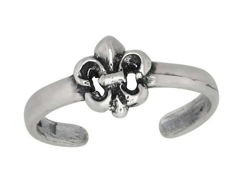 Sterling Silver .925 Fleur De Lis Toe Ring Adjustable Size | Made In USA
