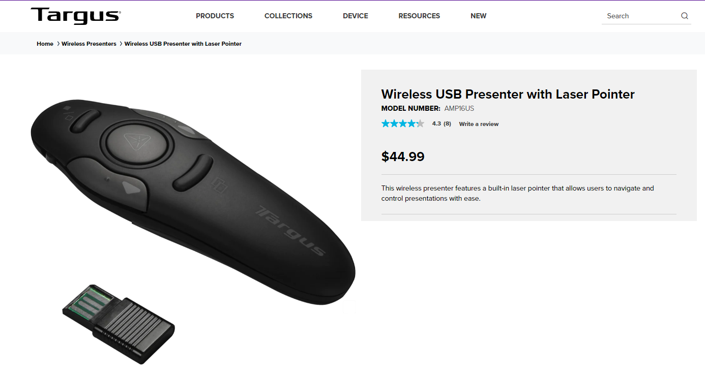 Targus Wireless USB Presenter with Laser Pointer - AMP16US