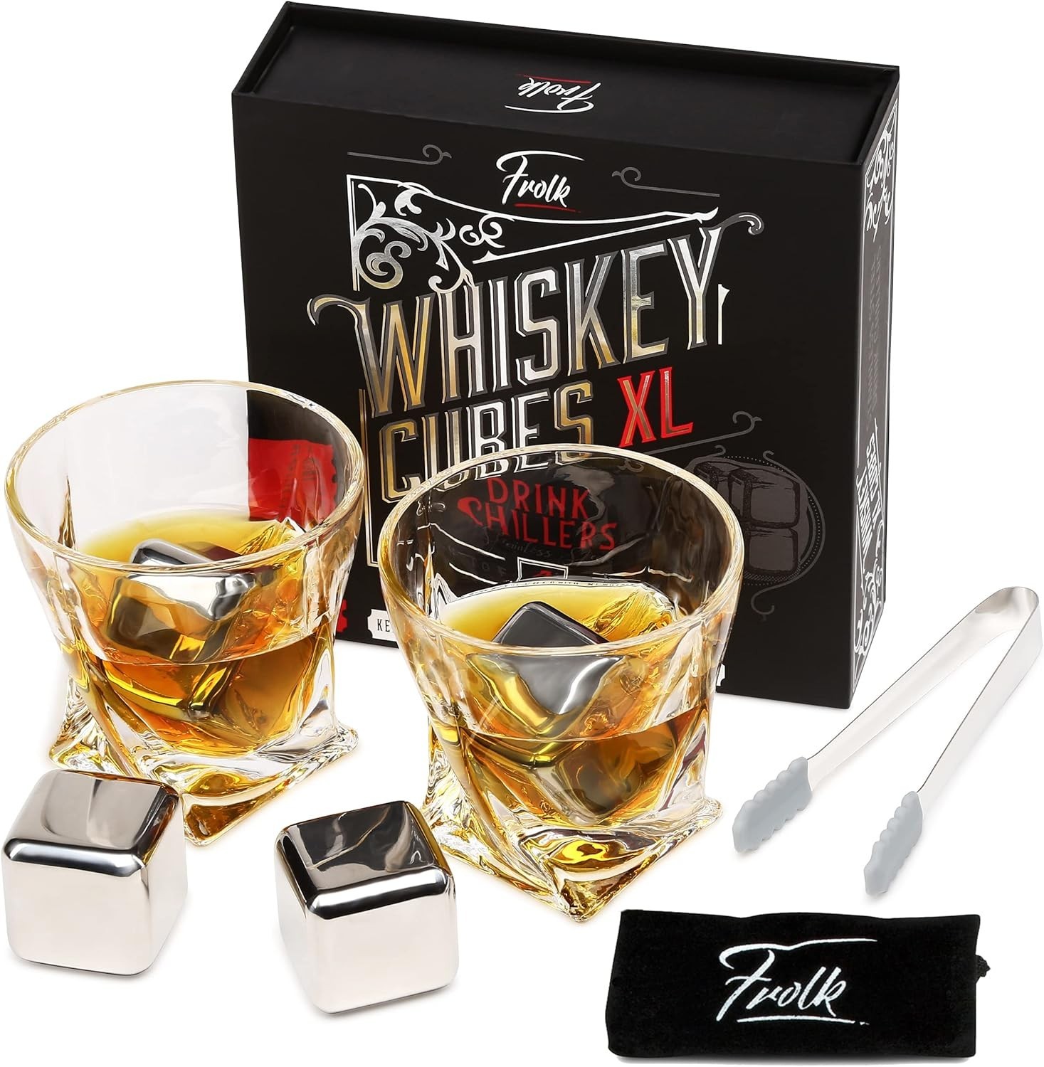 Whiskey Ice Cubes & Special Tongs