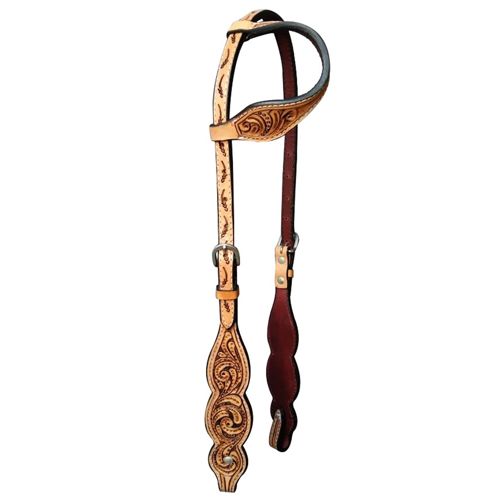 HILASON Western Horse Floral One Ear Headstall American Leather Tack
