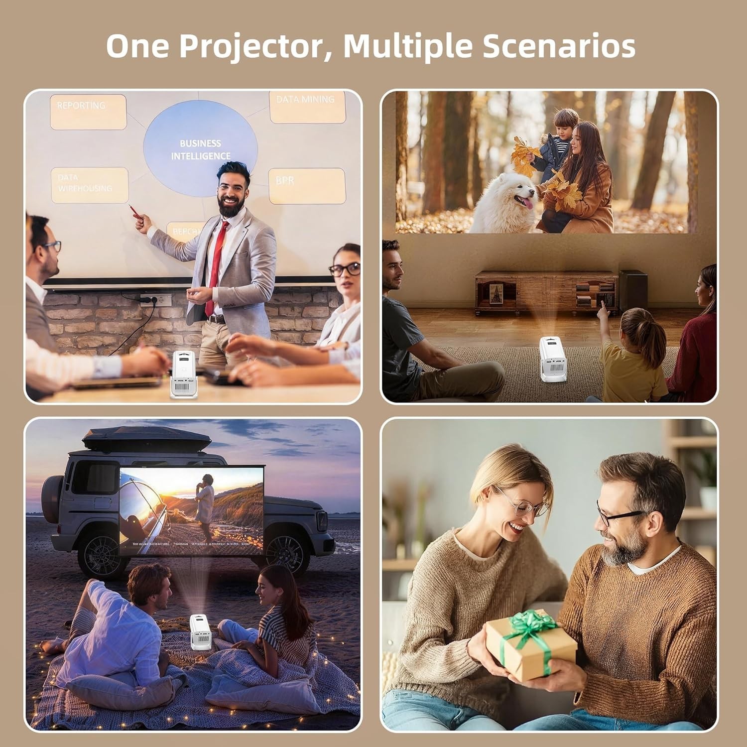 Lightweight Mini Projector with Built-in Speaker & Electric Keystone Correction
