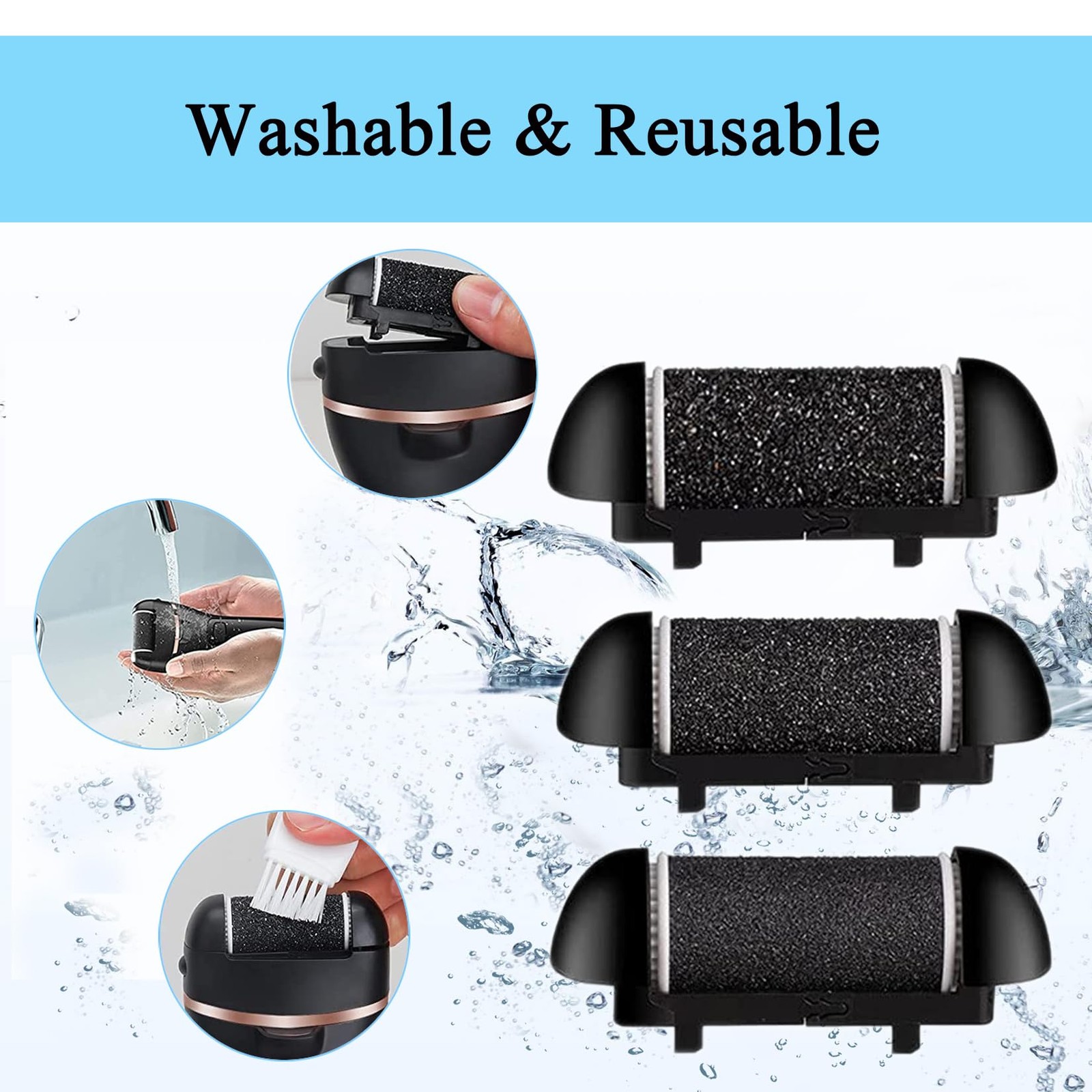 Extra Coarse 3 Refill Rollers for Electric Feet Callus Remover V-601, Replace...