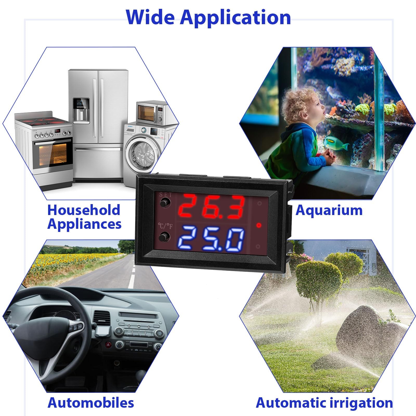 2 Pieces 12V Electronic Temperature Controller Programmable 50 to 110 Degree ...