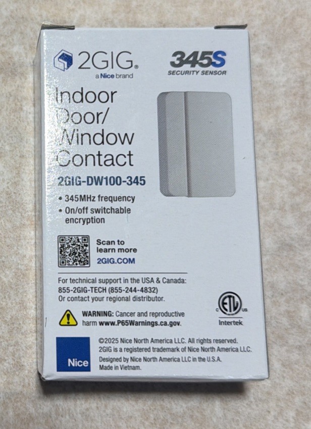 2GIG DW100-345 Wireless Door / Window Contact Sensor, 345 MHz