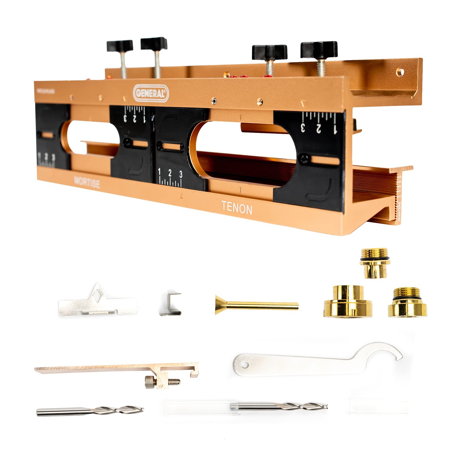 Mortise and Tenon Jig - Drill Template Set with Hollow Chisel Bit Attachment
