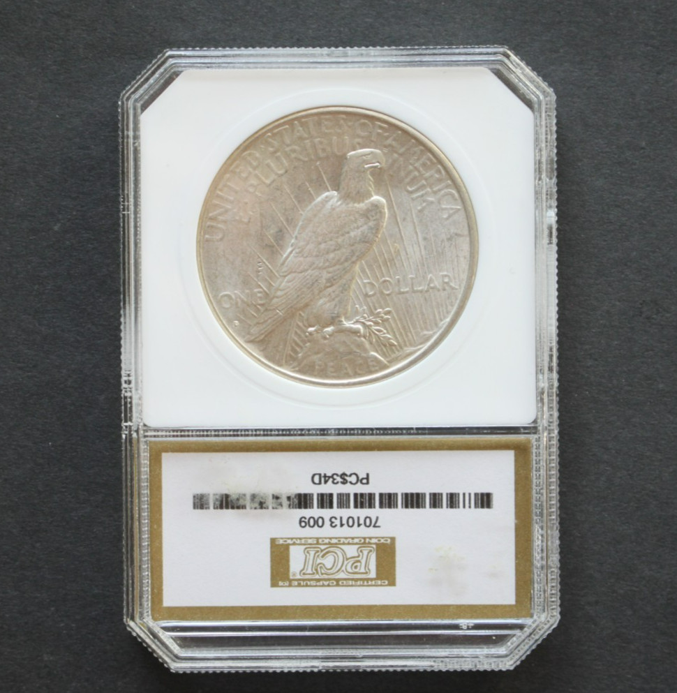 1934 D Peace Silver Dollar PCI Graded MS 63
