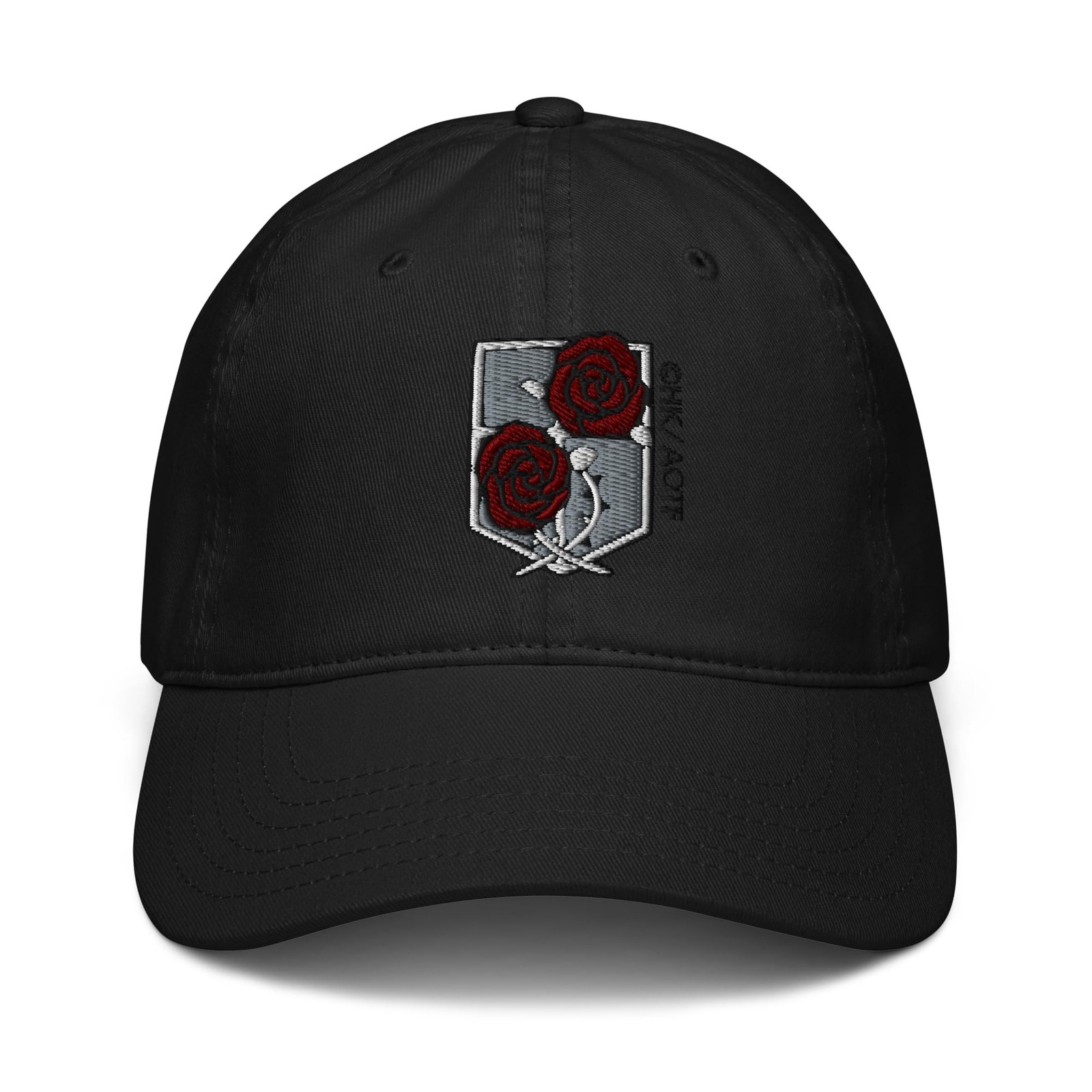 Anime Embroidered Garrison Rose Shield Adjustable Baseball Hat One Size Black