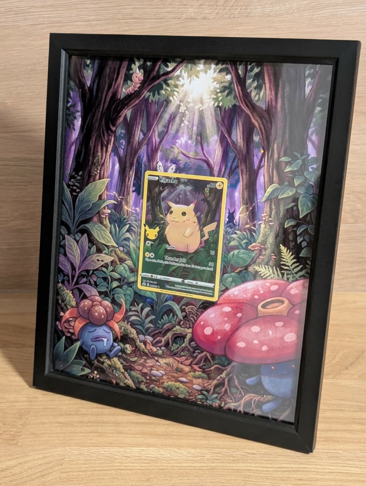 Pikachu Framed extended art display for Pokémon TCG 25th  (card not included)