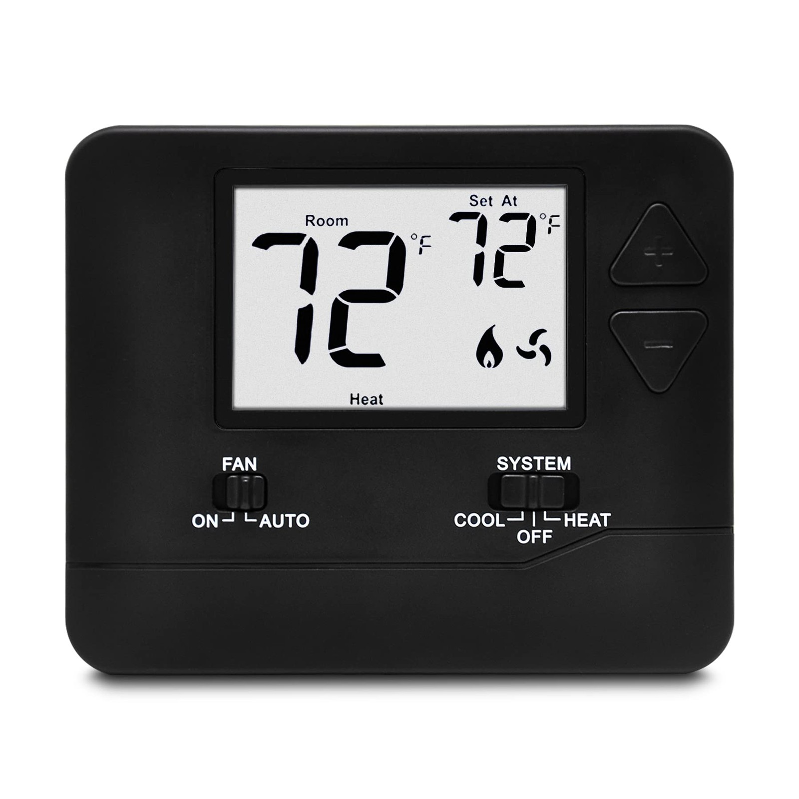 ELECTECK Digital Non-Programmable Thermostat, 1 Heat/1 Cool, Black