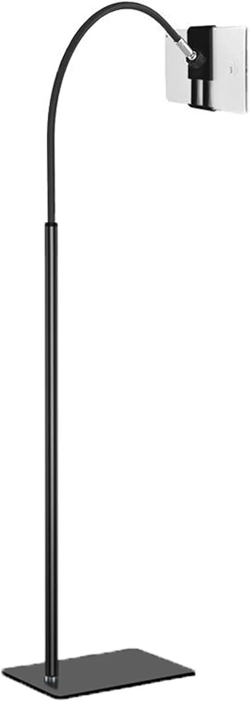 Tablet Floor Stand with Gooseneck, 360° Rotation for 3.5-9.7" Devices, Black