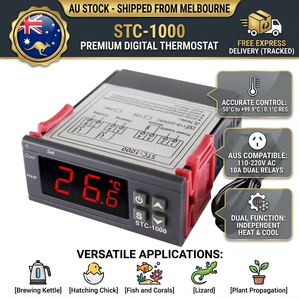 Digital Temperature Thermostat STC-1000 Controller 12V-220V Heating Cooling LCD