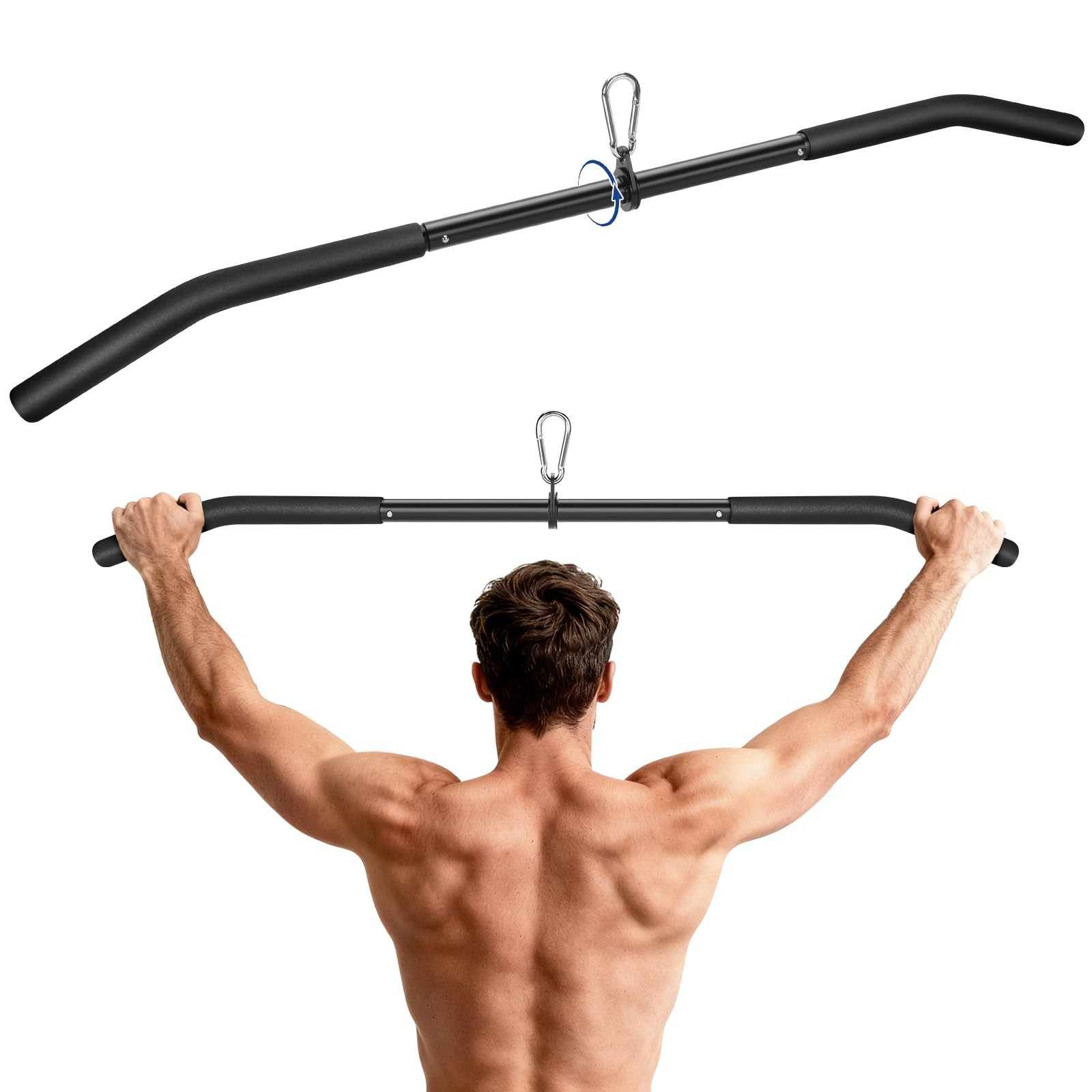 39.7 Inch LAT Pulldown Bar Full Rotation Cable Machine Attachment Gym