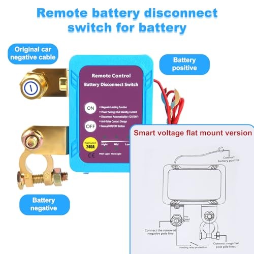 2V 240A Remote Control Battery Disconnect Switch, Smart Car Kill Switch