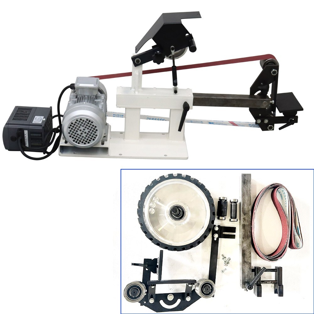 72" -82" Industrial Sand Belt Grinder Polishing Machine 110V Three sets Wheel