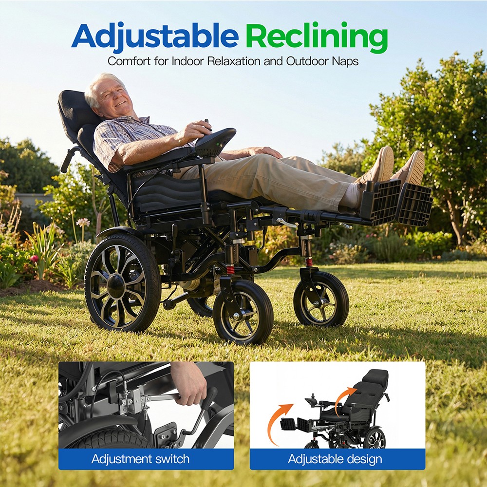 Quelith Reclining Foldable Electric Wheelchair Mobility Scooter For All Terrain