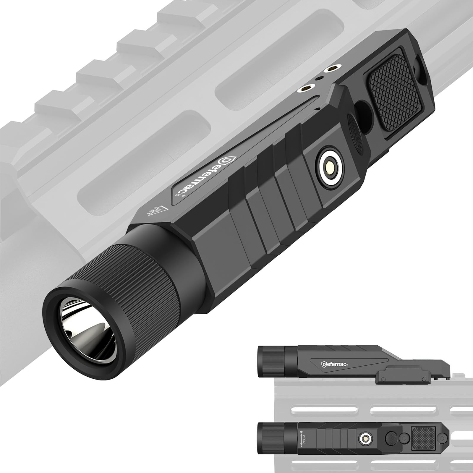 1750Lm Zoomable Tactical Flashlight Is Compatible with Mlok/Picatinny Rail for R