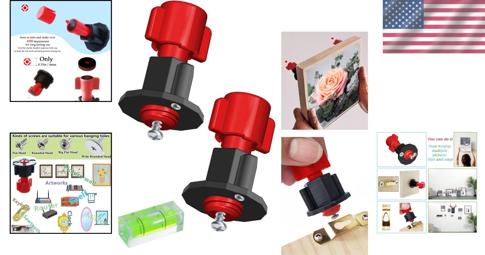 Reusable Picture Hanging Helper Tool & Level - Perfect for Frames and Art Decor