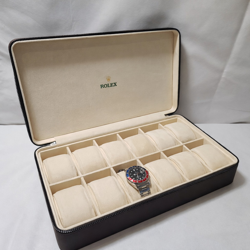 ROLEX BOX CASE HOLDER ORGANIZER STORAGE BROWN LEATHER