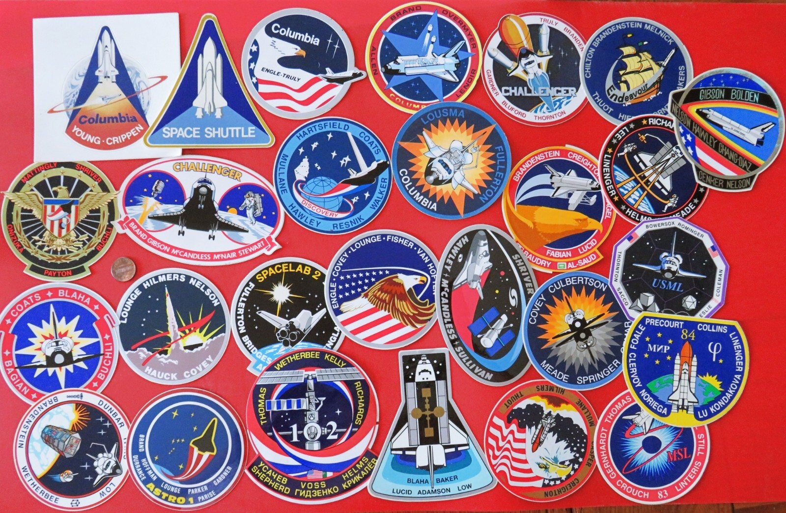 NASA STICKER Lot of 27 vtg Space Shuttle COLUMBIA DISCOVERY CHALLENGER