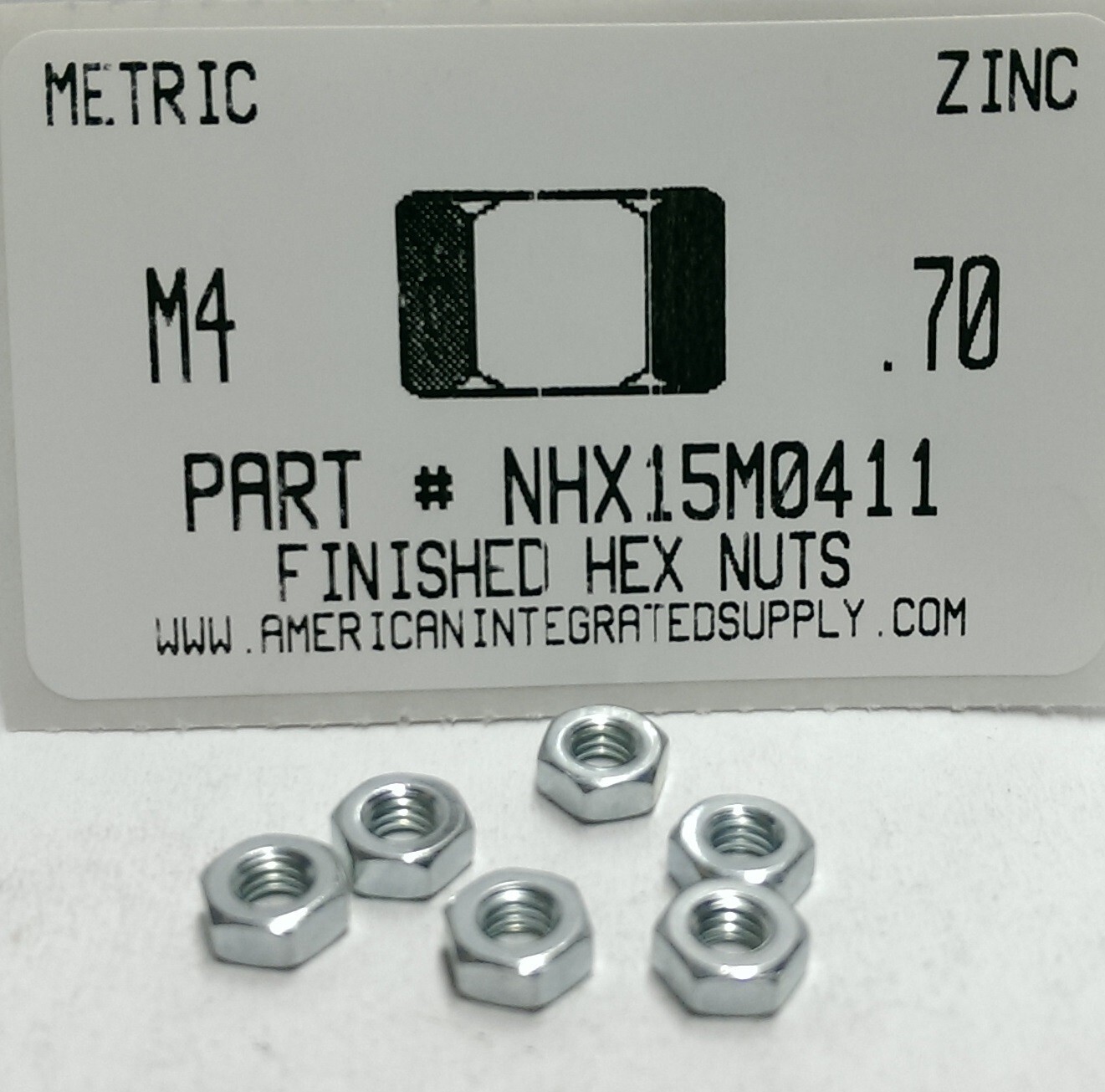 M4-.70 HEX NUTS CLASS 8 STEEL ZINC PLATED (100)