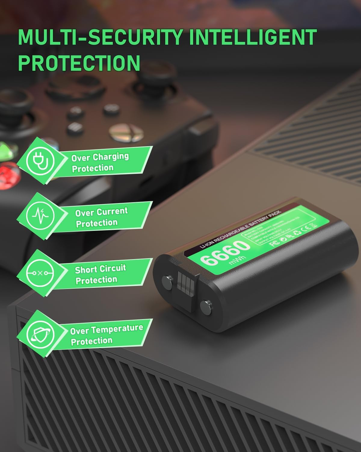Rechargeable Controller Battery Pack for Xbox One/Xbox Series X|S, 2X6660Mwh Bat