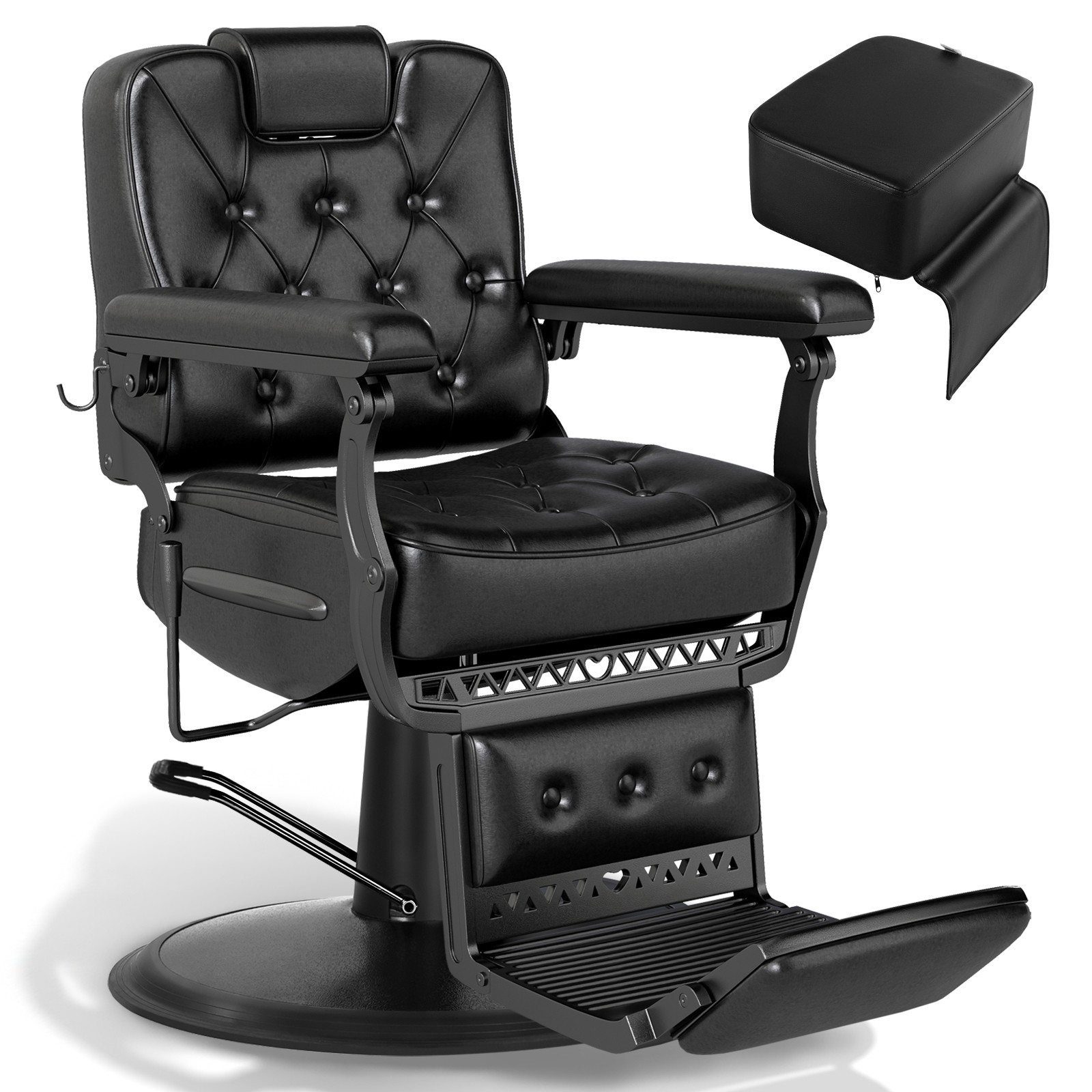 Black All Purpose Recline Barber Chair Hydraulic Salon Beauty w/Kid Booster Seat